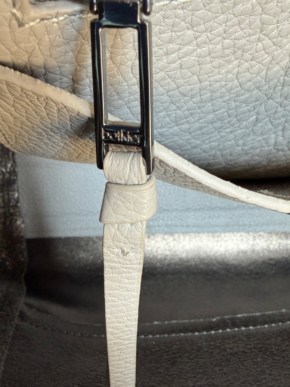 Botkier New York Pebbled Leather Tote Black Gray Ivory Zipper Trim Tri Color - Picture 16 of 16